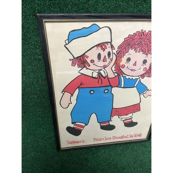 Vintage Raggedy Ann & Andy Vintage Print 21x17” - “Happiness Is Peace & Love...” - Picture 2 of 7